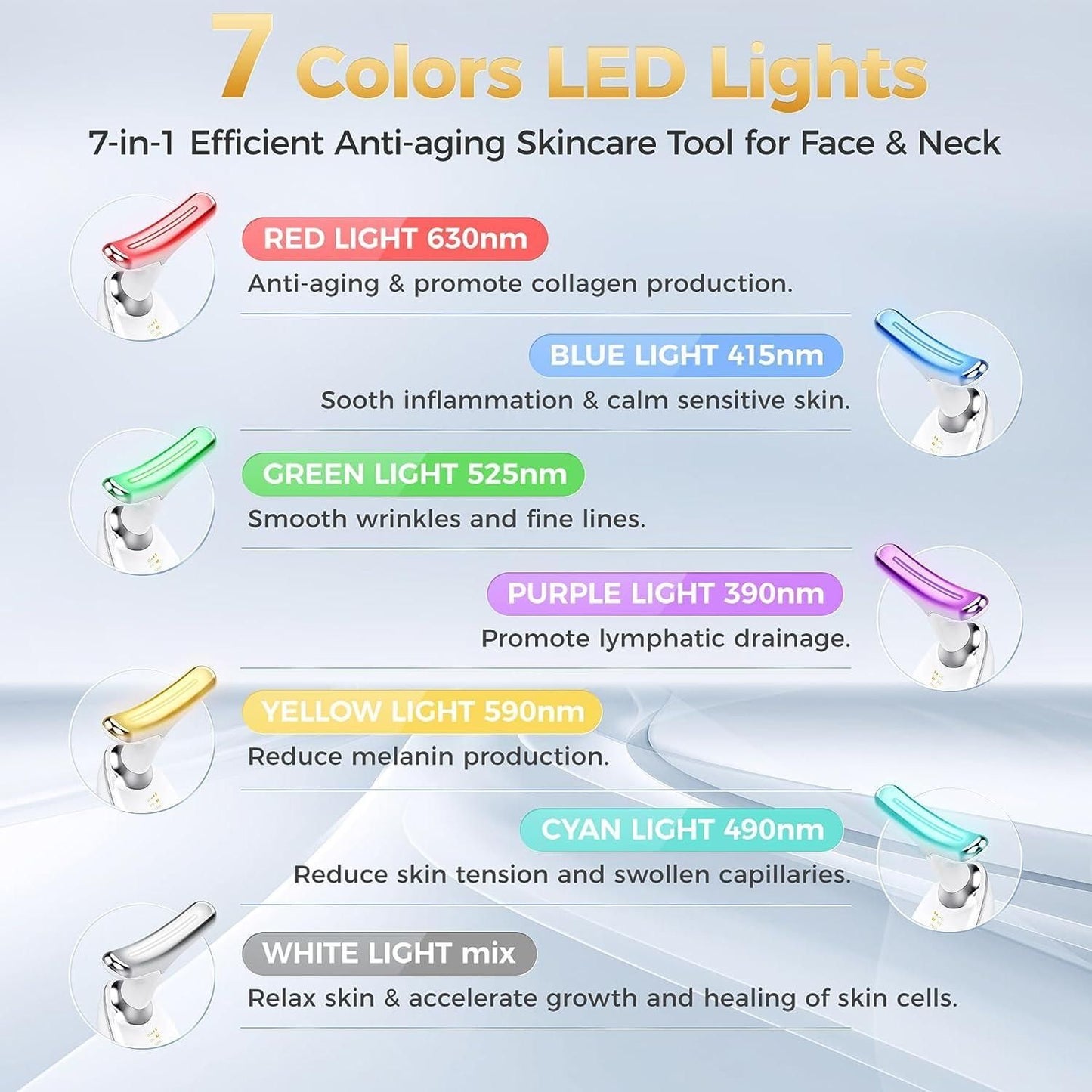 Multifunctional 7-in-1 LED Face & Neck Skin Therapy Massager