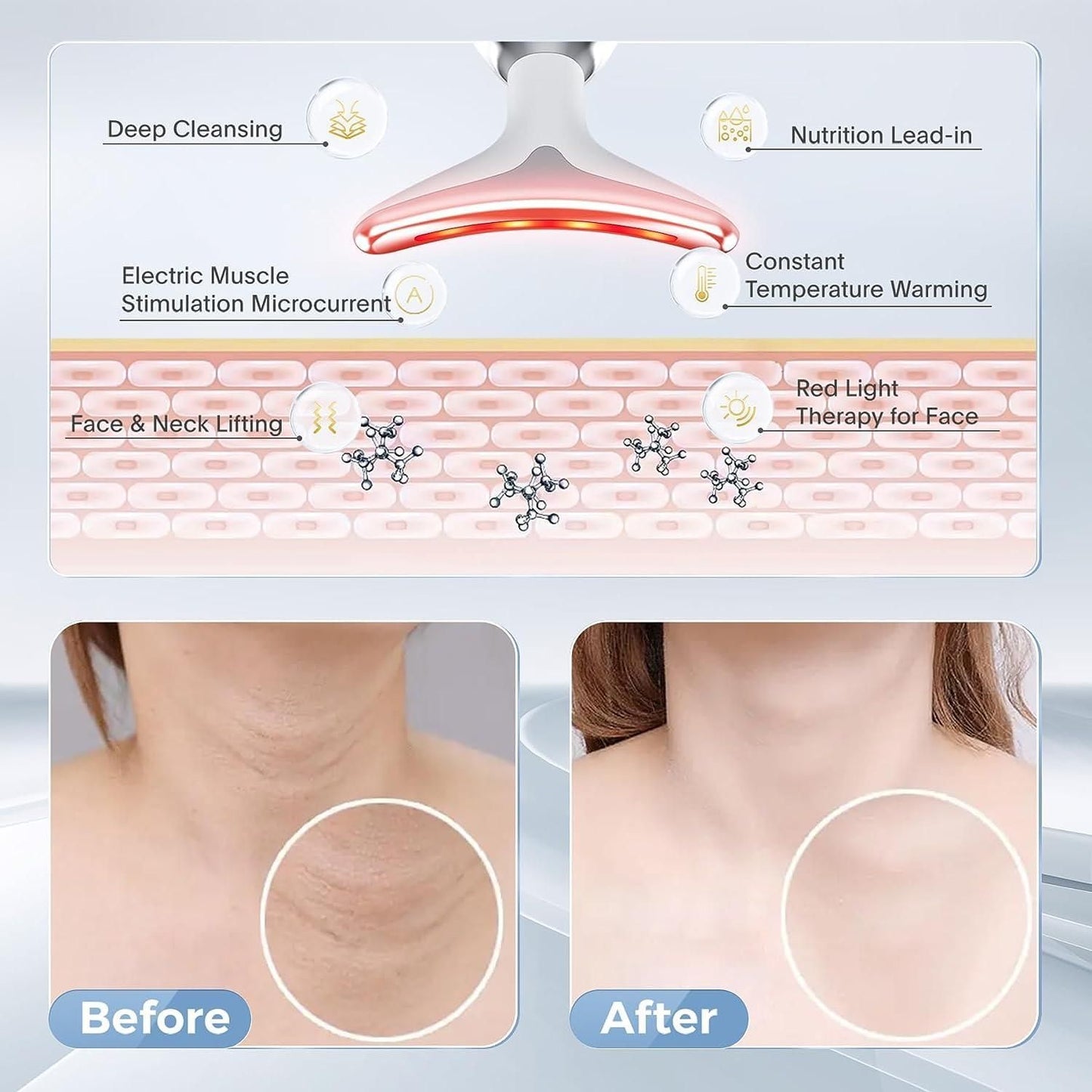 Multifunctional 7-in-1 LED Face & Neck Skin Therapy Massager