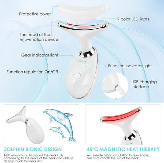 Multifunctional 7-in-1 LED Face & Neck Skin Therapy Massager